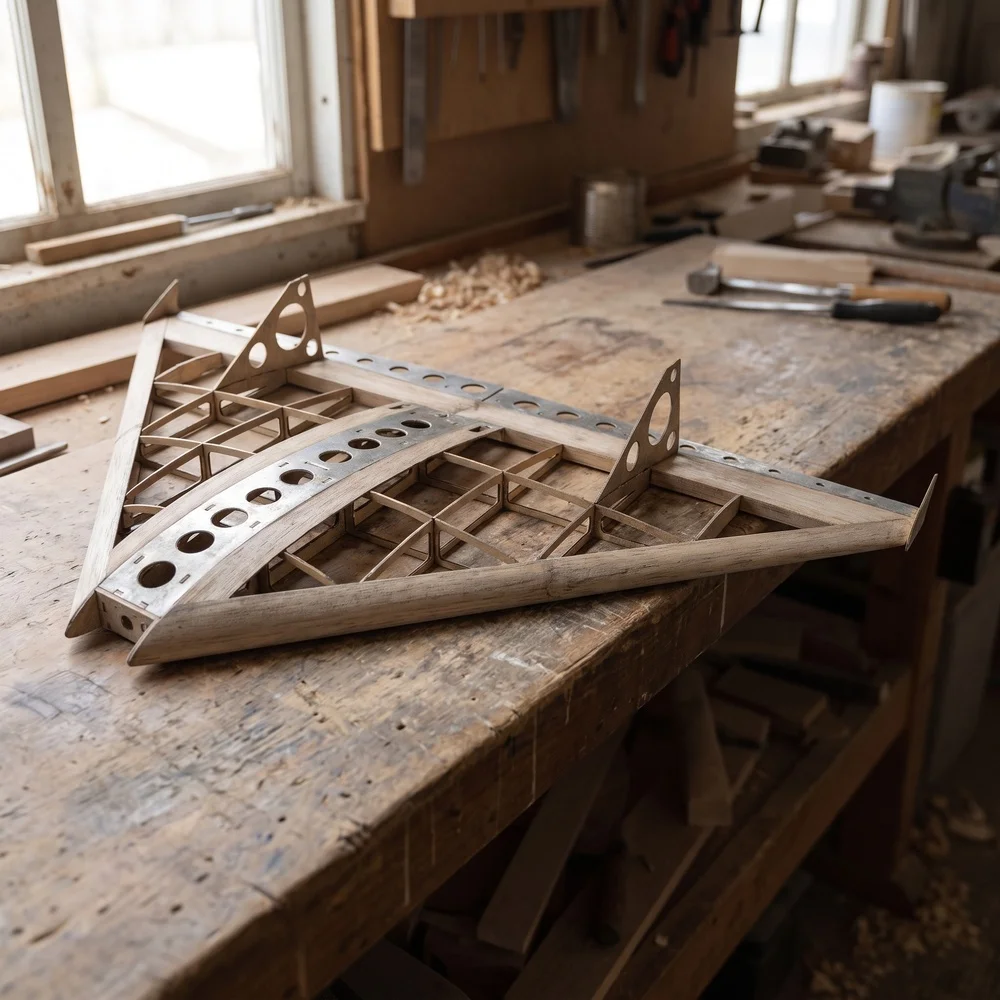 Air Kart 1000mm Balsa Flying Wing Airframe Kit | For Experienced Hobbyists DIY Delta Plane No Electronics