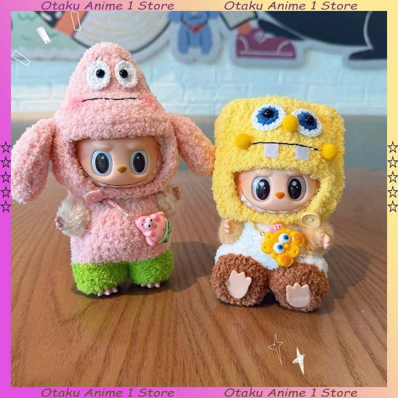 

Handmade Labubu Doll Clothes Cute Yellow Sponge Pink Starfish Outfits Mini Plush Doll Clothing Fashion Doll Accessories Gift