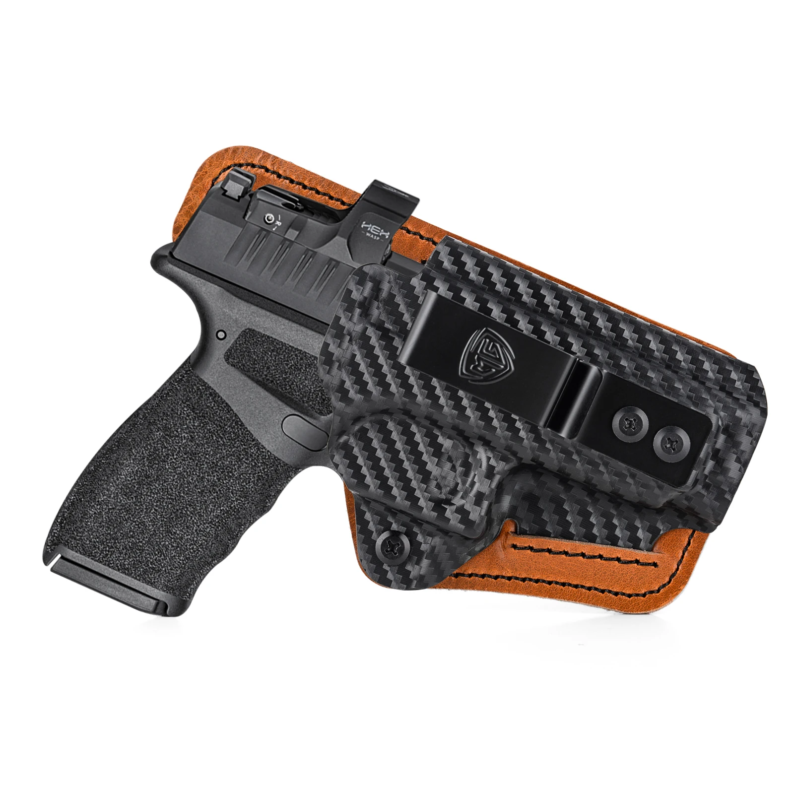 حافظة Hellcat Pro مع وسادة مريحة IWB Kydex حافظة هجينة جلدية لـ Springfield Hellcat Pro 3 "Hellcat OSP مخفية