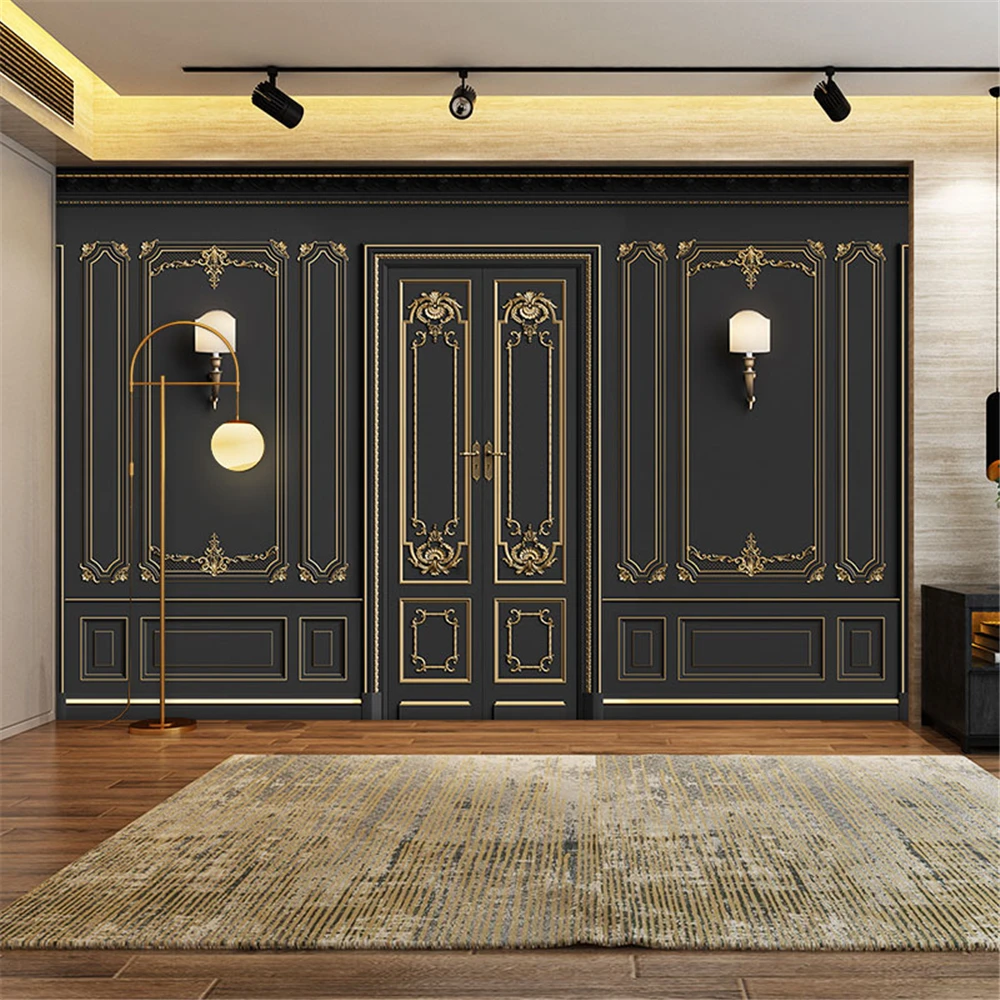 Custom Light luxury TV background wallpaper film television wall paper 3Ｄ Home decoration metal line wallpapers for living room