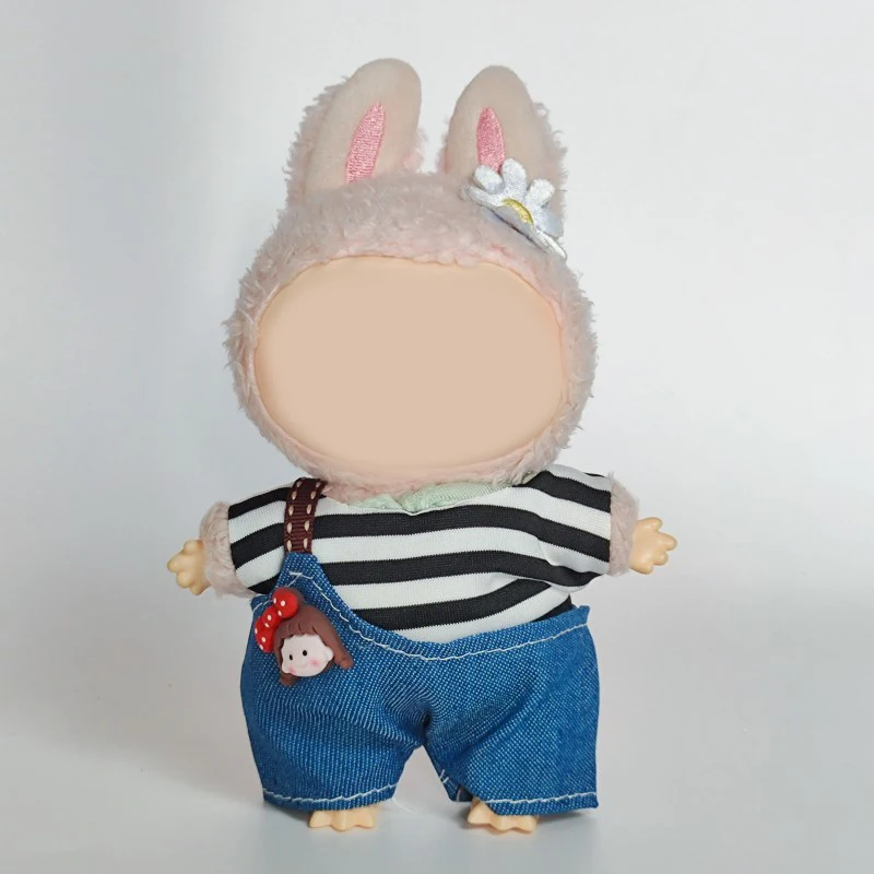 Suspensórios terno para 17cm labubu boneca roupas all-match cor outfit boneca acessórios design de moda adorável pequeno urso estrela