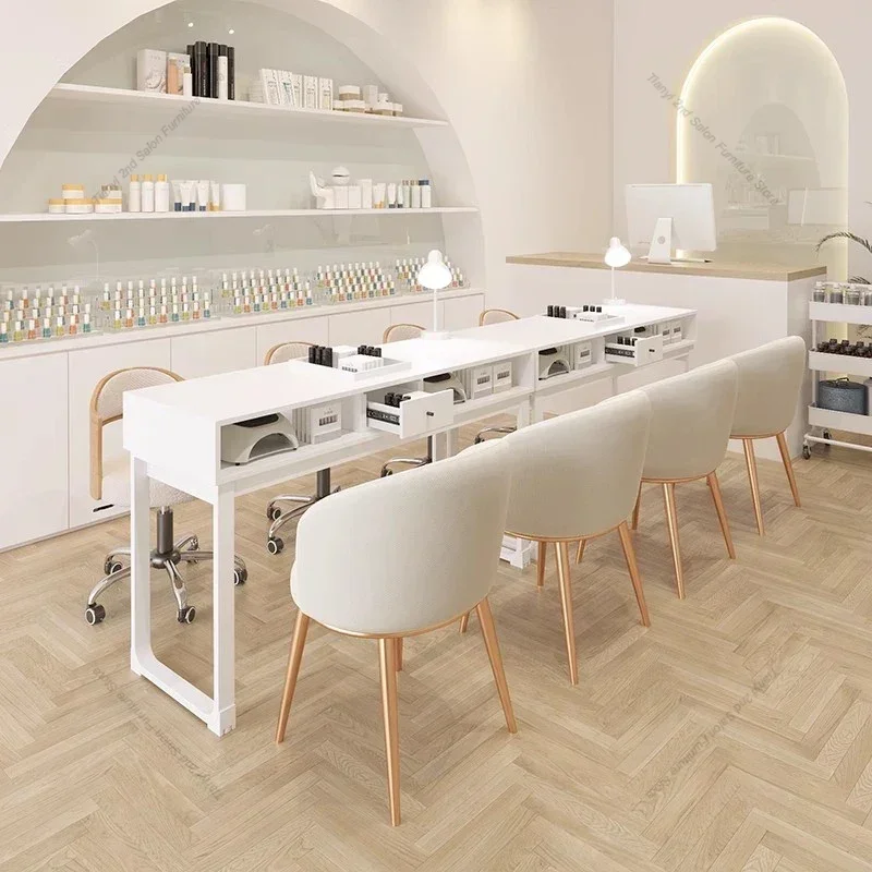 

Nordic Wood Nail Tables Iron Art Cream Style Manicure Storage Nail Tables Japanese Reception Desks Salon Furniture Nagel FYMT