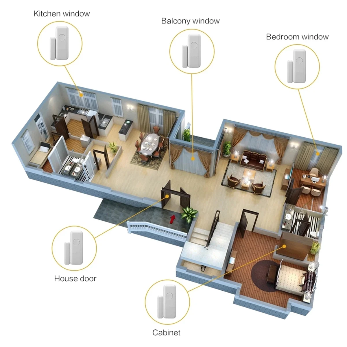 A62T-Smart Window and Door Sensor Door Sensor Detector 433mhz Door and Window Alarm ,for Home Hotel