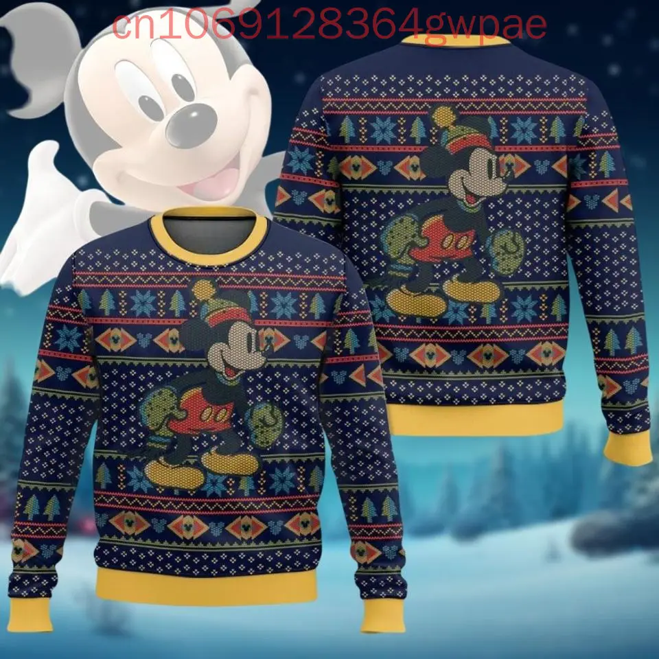 Disney Mickey Mouse Christmas Ugly Sweaters Holiday 3d Print Ugly Sweaters Fashion Men's Women's Casual Sweater