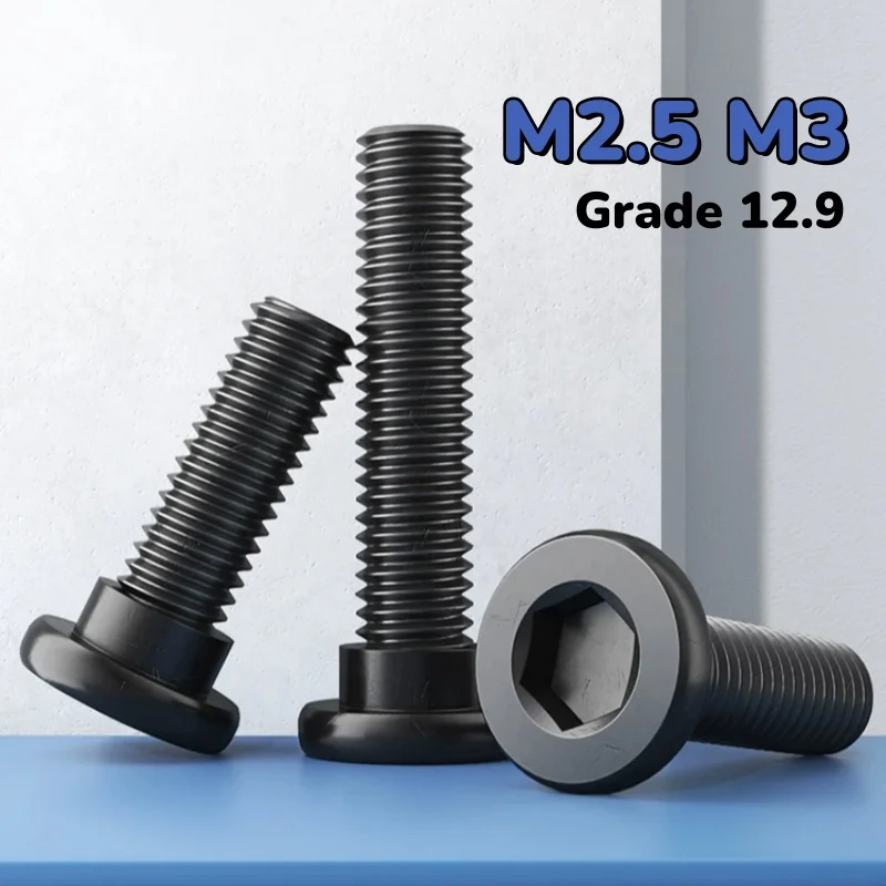 M2.5 M3 Grade 12.9 Black Hexagonal Small Plug Screw Hexagonal Shoulder Step Pressure Plate Positioning Bolt