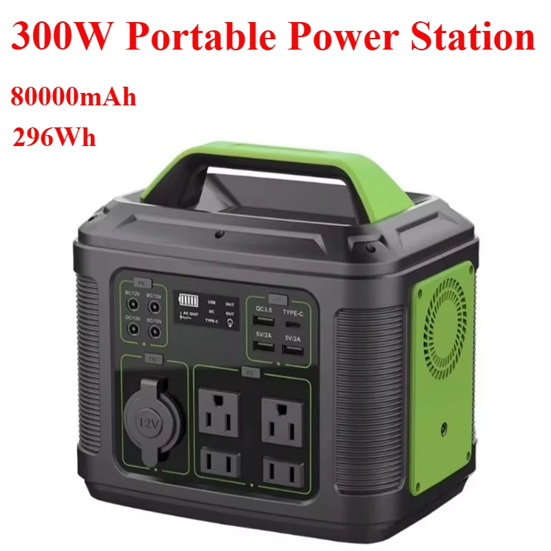 300W Portable Power Station 296Wh Solar Generator 80000mAh 220V/110V Outdoor Emergency Mobile Power Bank for Home Use Camping