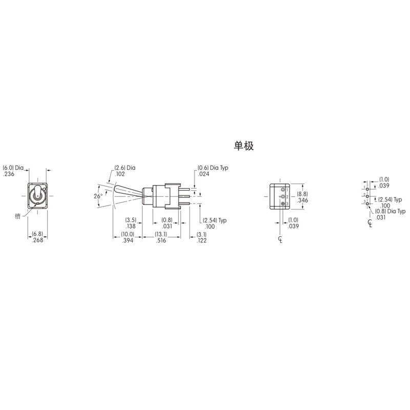 1 Stück 100 % japanischer, versiegelter kleiner Kippschalter von NKK mit 3 Pins und 3 Gängen, Kopf schüttelt sich beim Zurücksetzen und beim Bewegen, 0,4 VA B-19AP – Detail 3