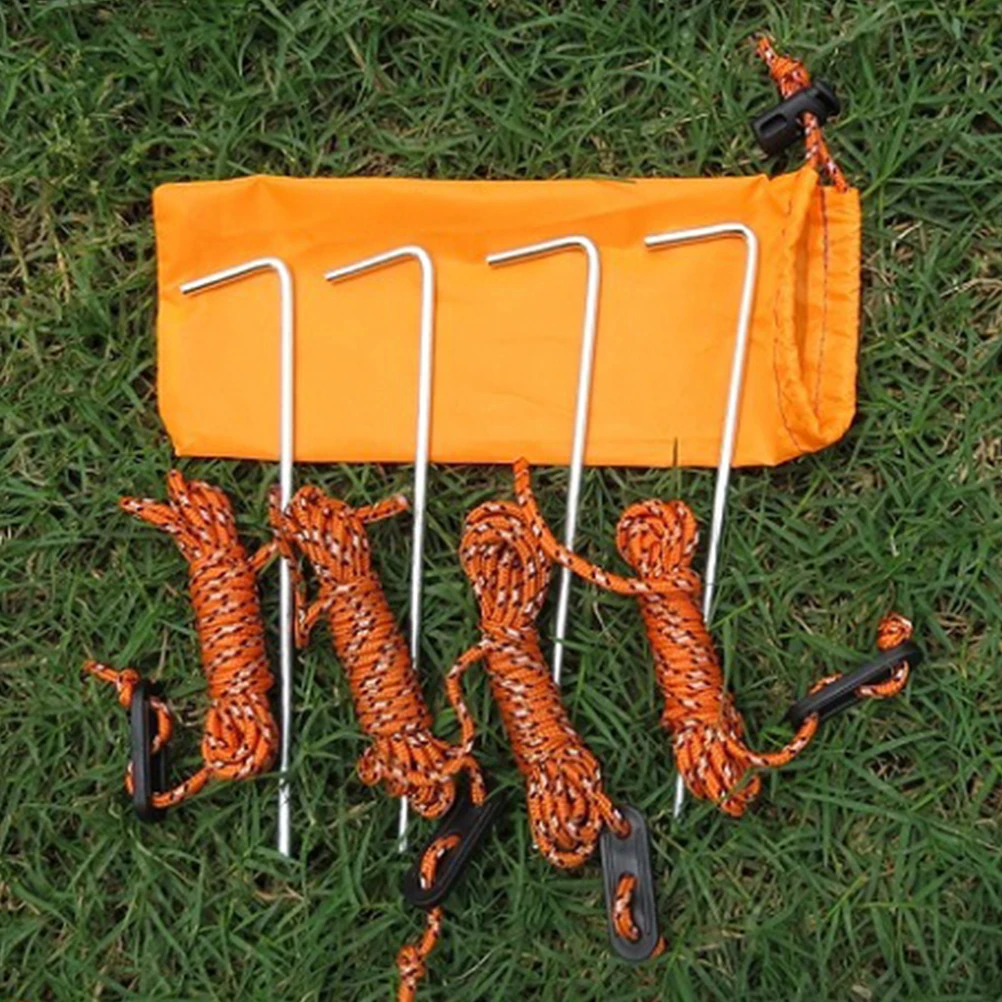 

Tent Accessories Set with Storage Pouch Outdoor Assessories Rope Ground Nail Fixation Nails Cord