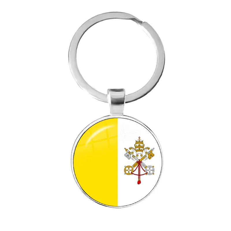 Chile Hungary Uruguay Mexico Romania Croatia Vatican Panama Vietnam 25mm Glass Cabochon National Flag Keychain Keyholder Gift