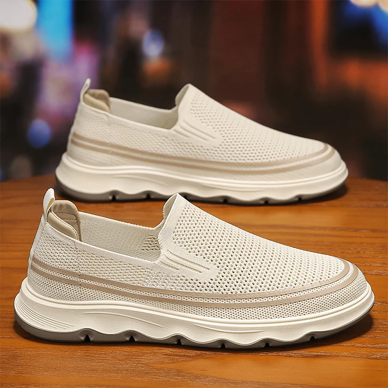 

Summer Knit Loafers For Men Original Mesh Breathable Men's Casual Sneakers Fashion Comfortable Slip-on Lazy Shoes Man Moccasins