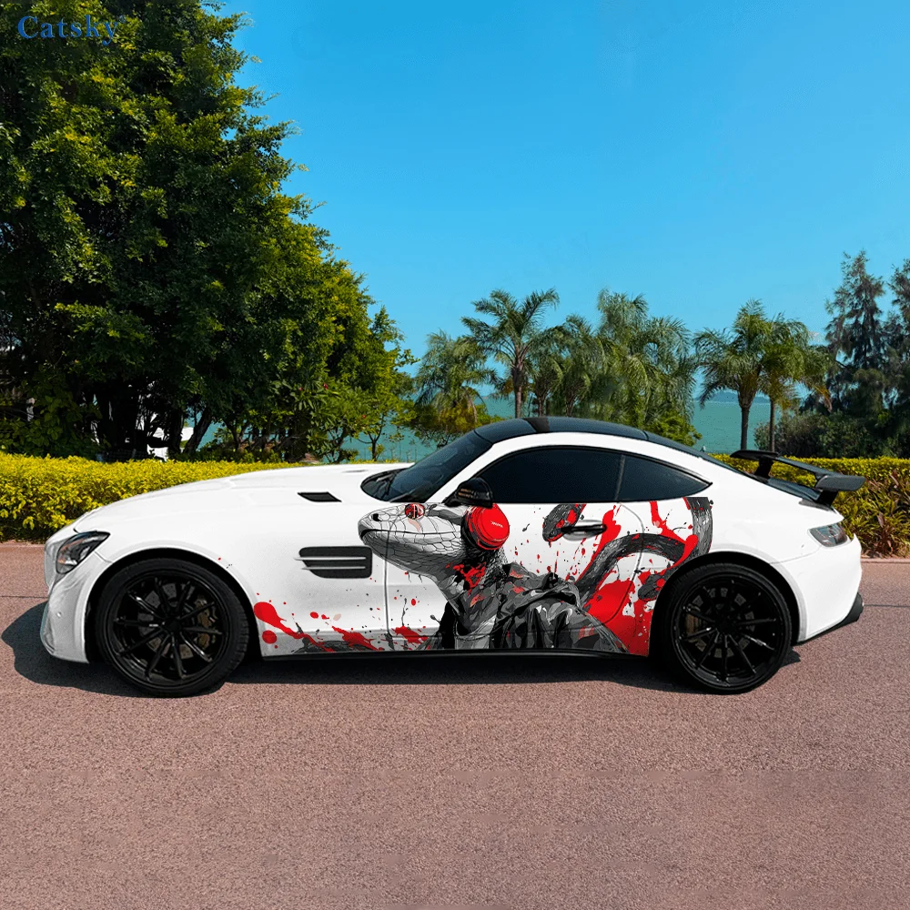 

Cyberpunk Music Snake Splash Car Side Sticker Decor,PVC Waterproof Scratch Resistant Decal,Car Protection,Auto Accessories Gift