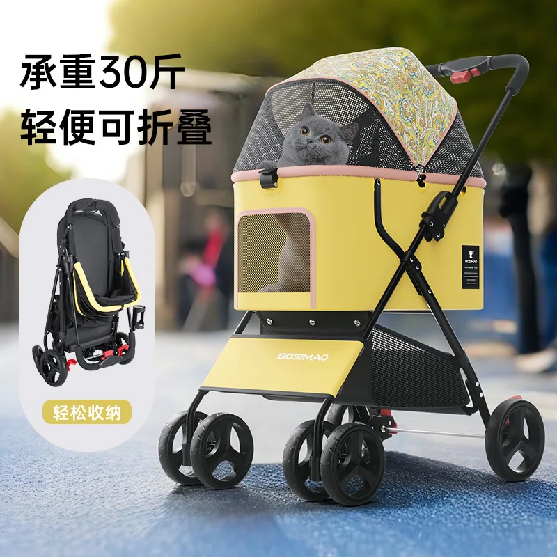 Dog Cat Cart Portable Folding Pet Cart Convenient Folding Walking Dog Scooter When Going Out