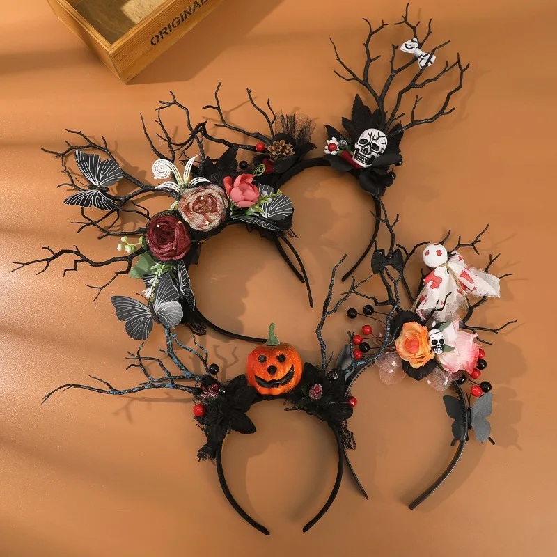 

Halloween Headband Skull Pumpkin Bat Style Headbands Head Hoop Girls Black Cute Styling Hair Accessories Festival Gifts