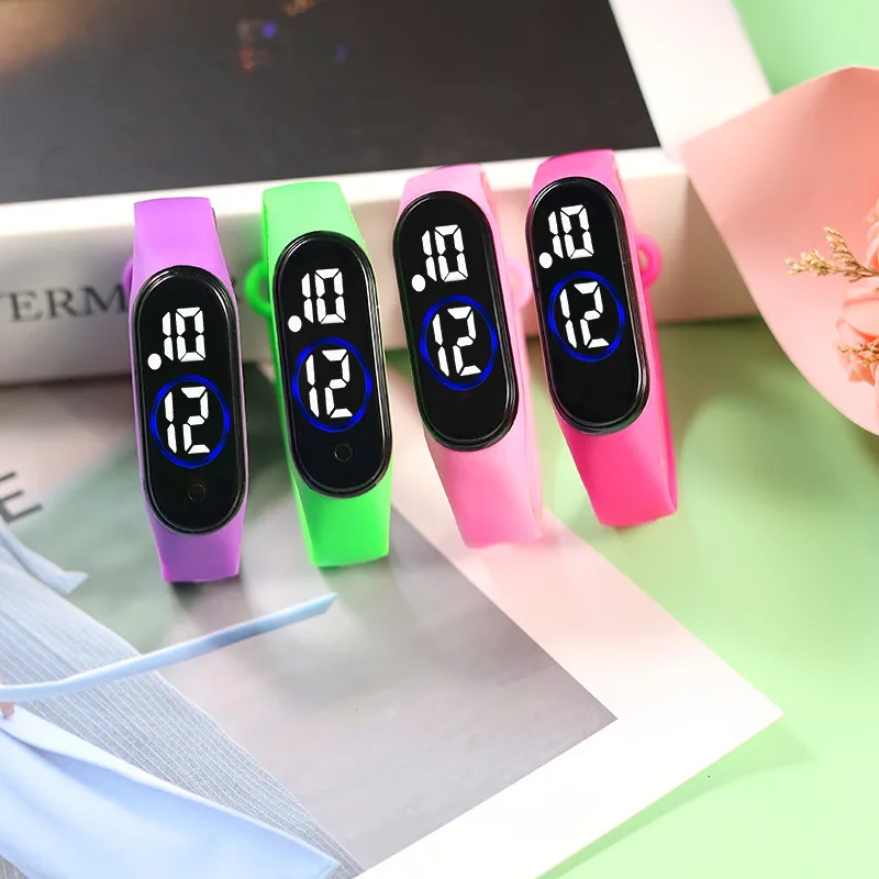 50pcs/lot Children Watch Birthday Gift For Boy Girl Smart LED Digital Cartoon Kids Watch Bracelet Wristwatch