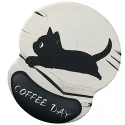 Cute Cartoon Cat Mouse Pad, Black Gel Non-Slip Wrist Rest Pad with Wrist Rest Support Typing and Pain Relief for Home Office