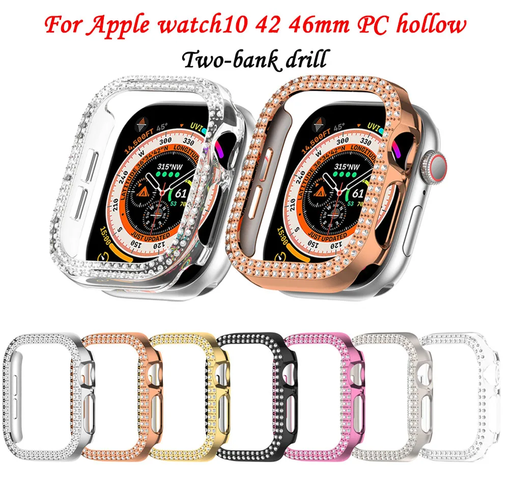 PC Hollow shell For Apple Iwatch S10 Smart watch protective Case Two-bank drill Watch Case Accessories x Shell Replacement