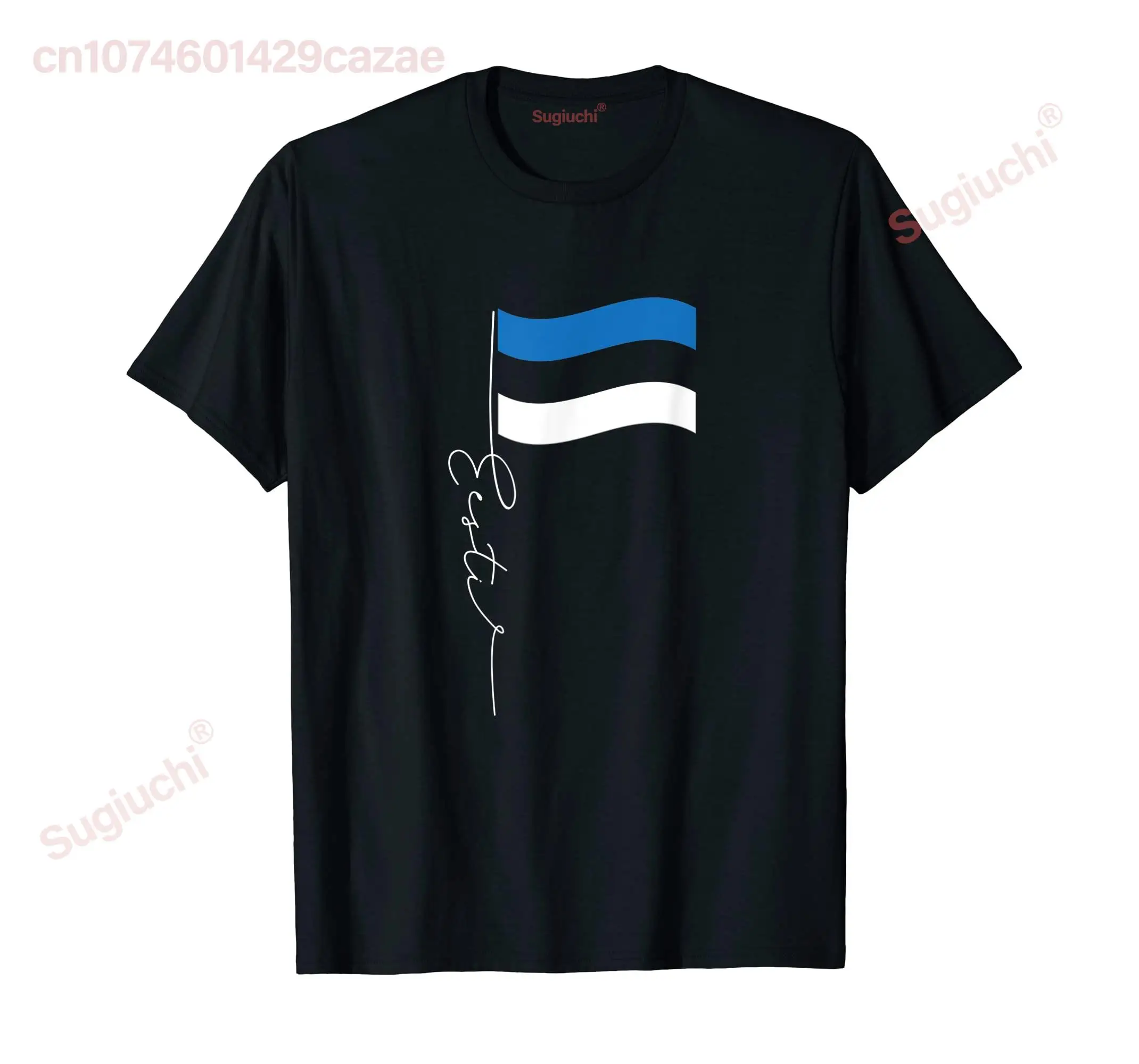 100% Cotton Estonia Signature Flag Pole Elegant Patriotic Estonian Flag T-Shirt Hip Hop MEN WOMEN UNISEX T Shirts