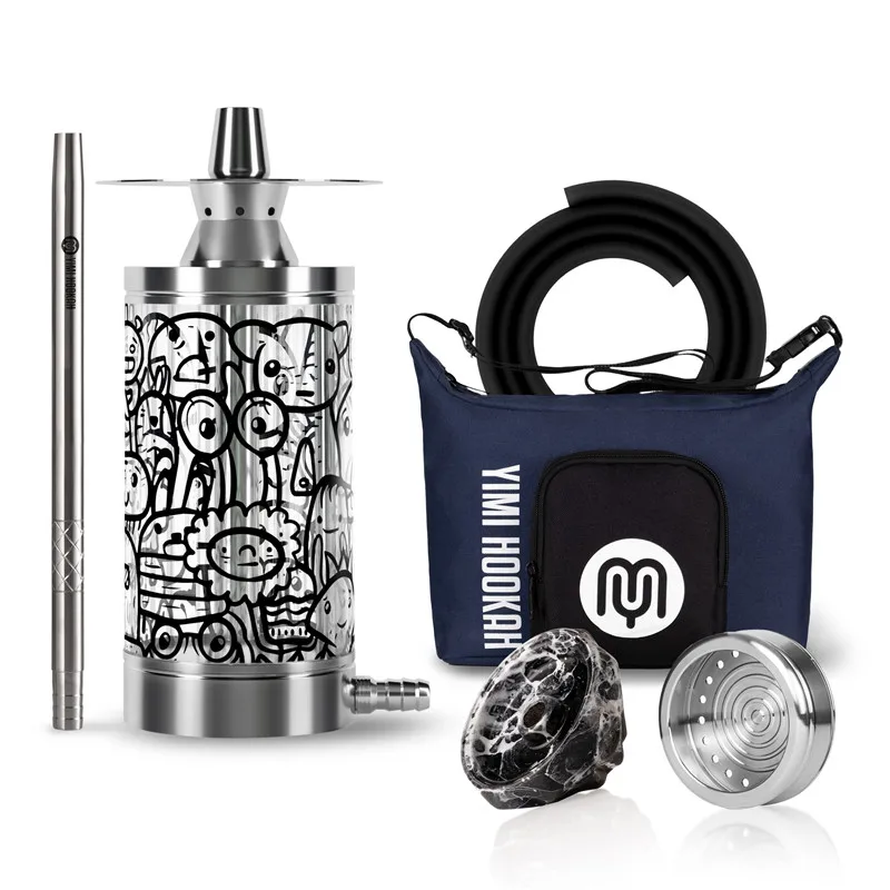 Yimi V2A Stainless Steel Hookah Set High Quality Doodle Portable Hookah with Hookah Bag Mini Hokah Shisha  Chicha Stylo