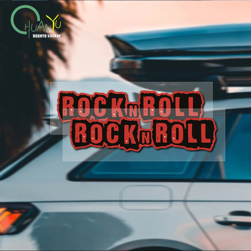 Red Text Rock N Roll Personalized Creative Car Sticker JDM Long Strip Body Decoration Decal
