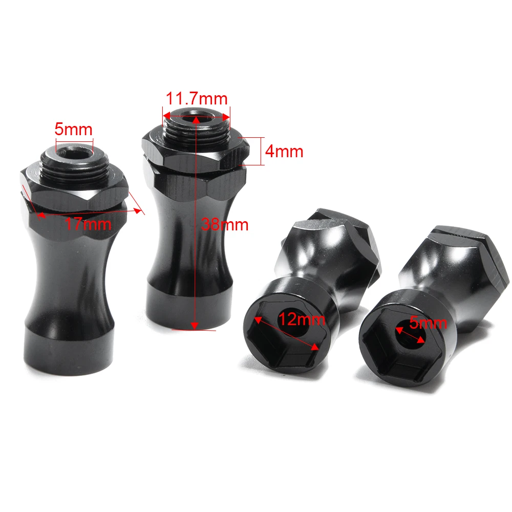 Yeahrun 4 peças 12mm a 17mm roda hex adaptador extensão porcas de conversão para carro 1/10 modificado 1/8 buggy caminhão peças de carro