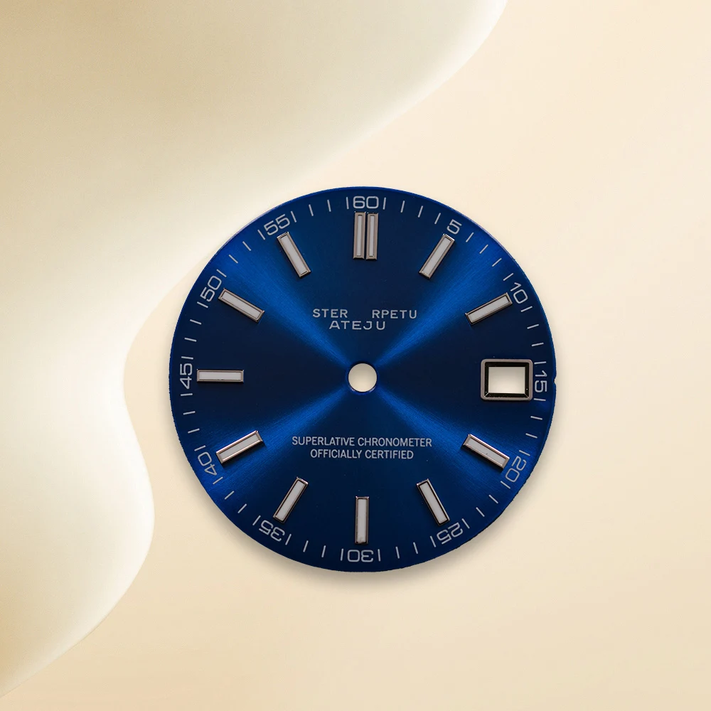 

28.5mm S Logo Sunray NH35 Dial SUB Day and Just Mod For NH35/NH36 Movement Ice Blue Luminous Watch Modification Accessories