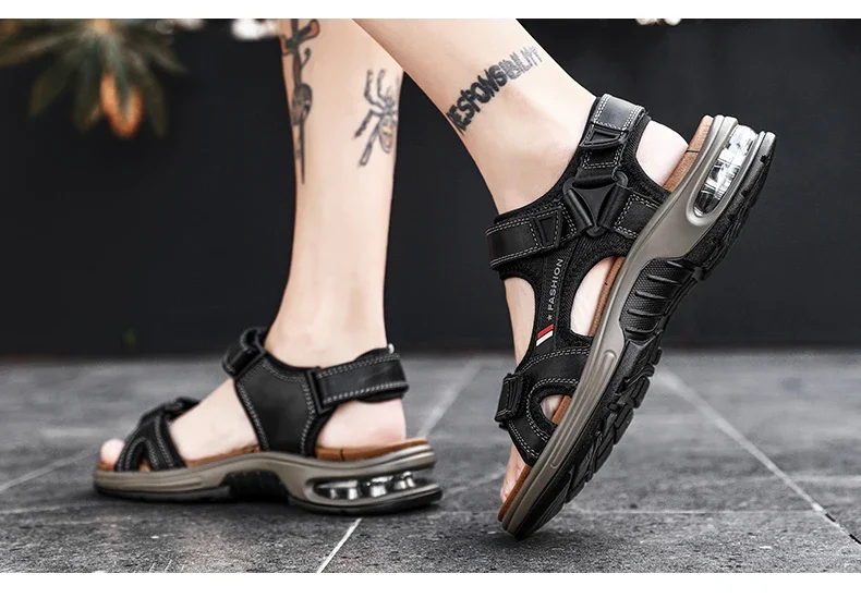 Neue Sommer Echtes Leder Männer Sandalen Mode-Design Atmungsaktive Casual Schuhe Männer Weichen Boden Outdoor Strand Sandalen Große Größe 46 – Detail 23