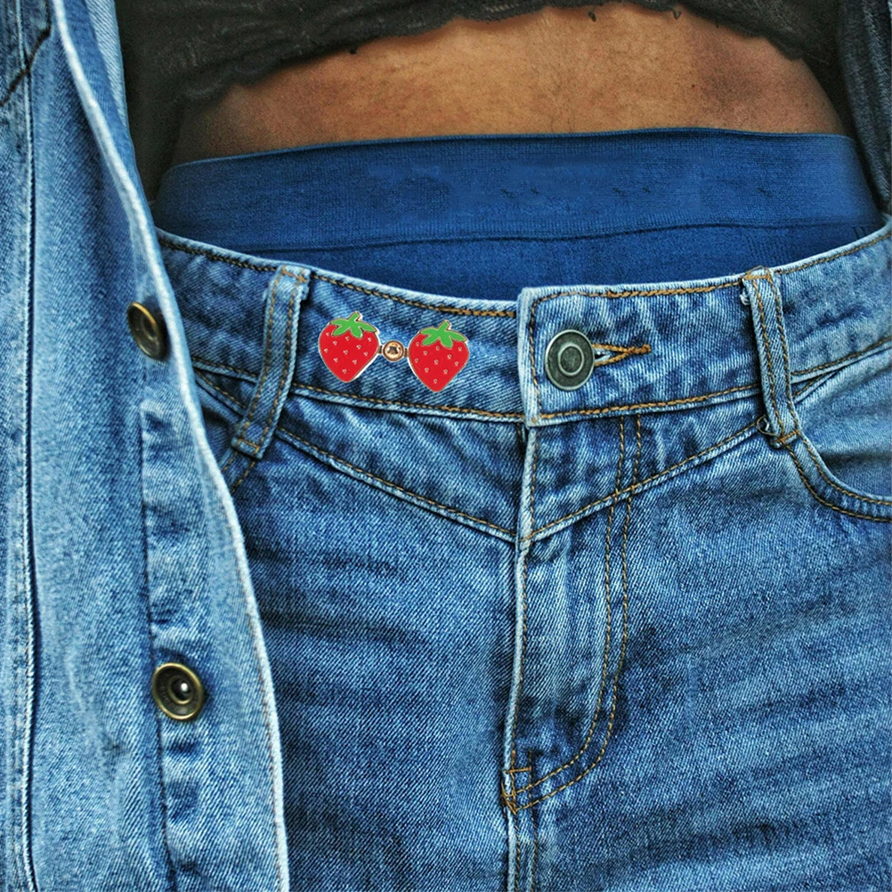 

2 Pair Nail Free Strawberry Waist-retaining Artifact Metal Clothes Tightening Clip