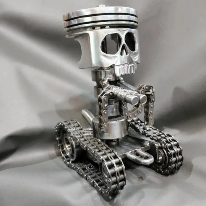 Spot Piston Skull Sculpture Resin Gear Decorations Steampunk Retro Industrial Living Room Office Desktop Decoration Souvenir