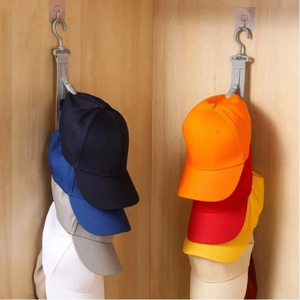 

Portable with 8 Clips Wardrobe Hat Rack with Hook Space Saving Hat Storage Clips Multipurpose Hat Hanging Rope Closet