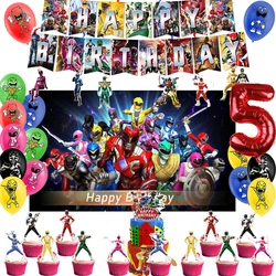 Power And Ranger Birthday Party Decoration Rangered Balloon Banner Backdrop Baby Shower Party Supplies