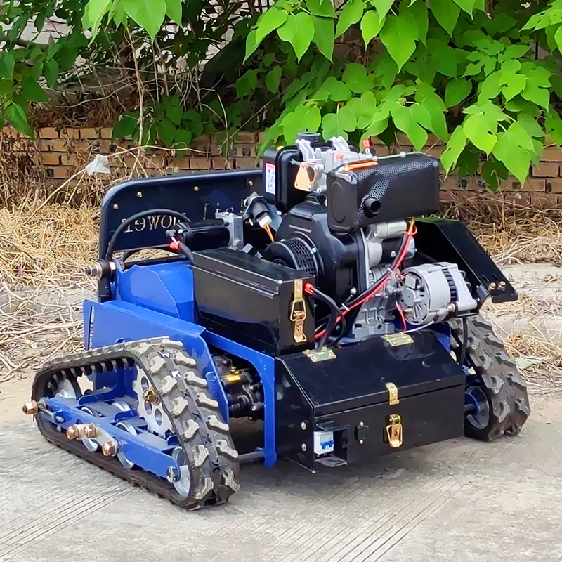 Customized Garden Remote Control Lawn Mower for Sale Rubber Crawler Robot  Self Propelled