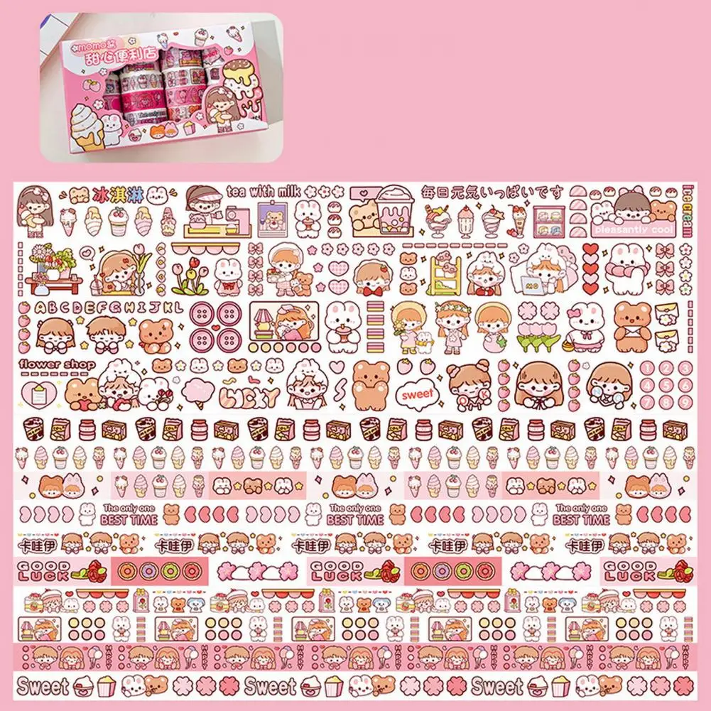 Masking Tapes 20 Rolls Beautiful Clear Print Long-lasting  Adorable Cartoon Print Journal Masking Tapes Scrapbook Supplies