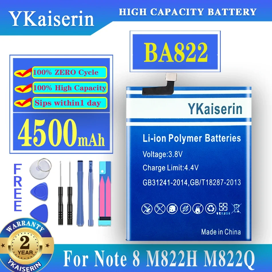 YKaiserin New 4500mAh BA822 BA 822 Battery For Meizu Note 8 Note8 M822H M822Q Mobile Phone High Quality + Free Tools