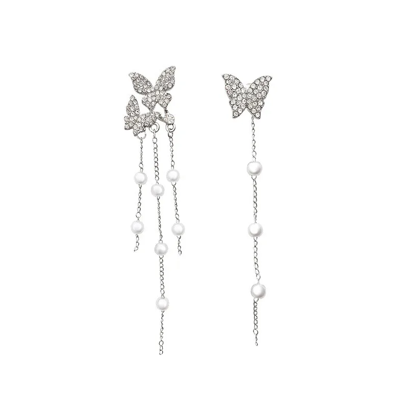 Elegante vergoldete Zirkonia-Schneeflocken-Ohrringe mit langen Quasten für Damen, Strass-Tropfenohrringe, Partygeschenk – Detail 16