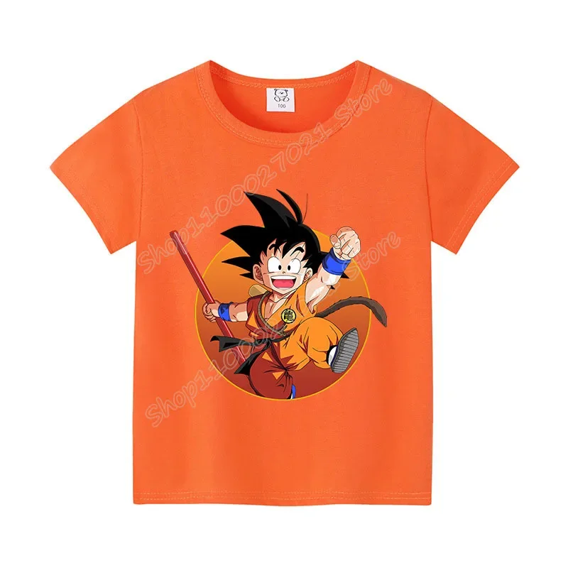Dragon Ball Goku T-shirt for Children New Colored Clothing Fashion Anime Tops Kawaii Clothes Cartoon Figure Sunmer Tee Kids Gift view 5