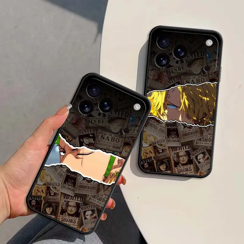 

Anime One Piece Zoro Sanji Phone Case For Apple iPhone 17 Air 16 16E 15 14 13 12 11 Pro Max Plus Black Soft TPU Cover