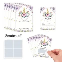 10pcs Unicorn Party Greeting Cards, Unicorn Party Surprise Cards Magical Unicorn Birthday Invitations, Glitter Unicorn Invitatio