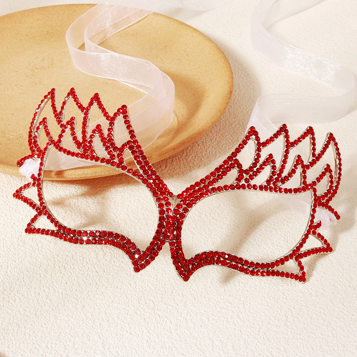 قناع كلاسيكي من سبيكة حمراء، قناع عين معدني على شكل بومة الهالوين على الطراز القوطي، إكسسوارات نسائية لحفلات الأعياد كهدية