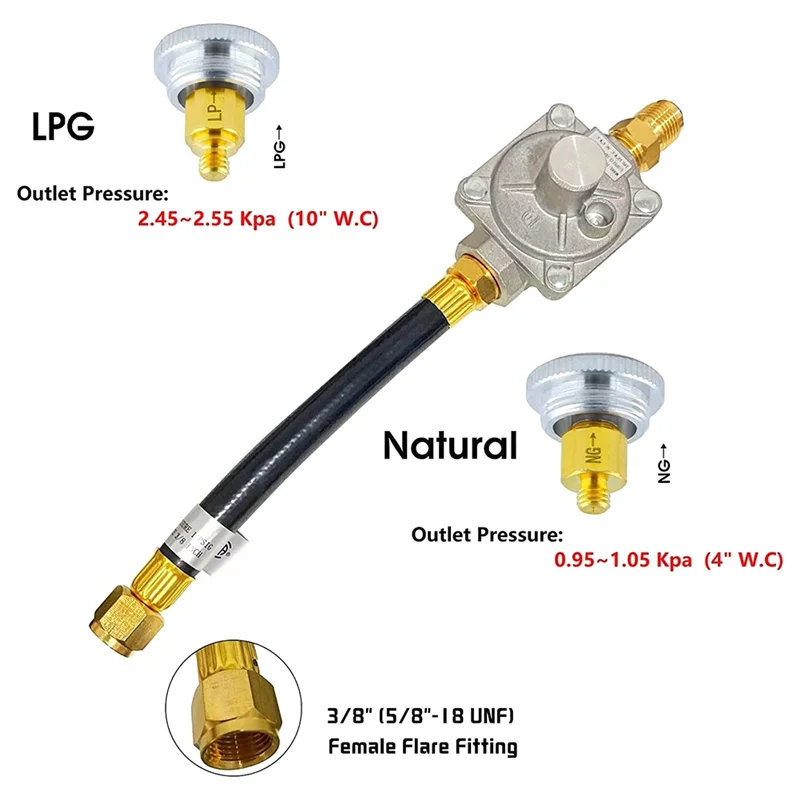 

AT33 Replacement Of 3030CNG For 710-0003 Gas Grill Natural Grill Regulator Gas Grill With Hose 1/2Inch Male Flare Fitting