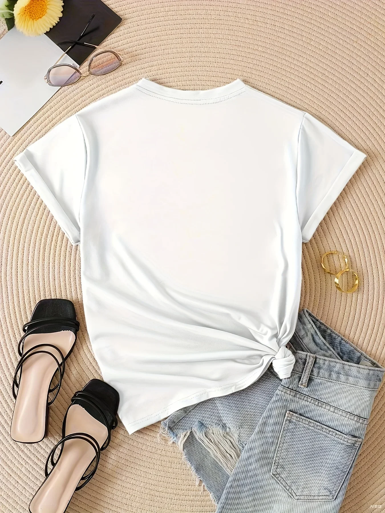 Pour le printemps et l'été vêtements pour femmes lettre impression T-shirt décontracté à manches courtes haut vêtements esthétiques