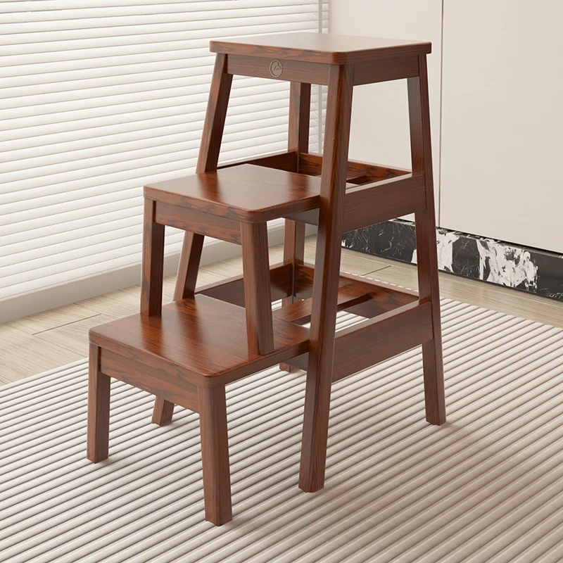 Табурет-лестница из цельного дерева, бытовая складная лестница