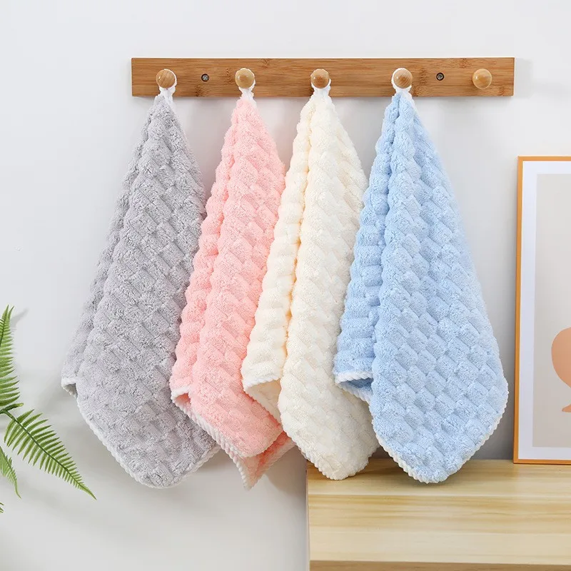 

4 Clouds Mesh Coral Velour Baby Towels Soft & Absorbent Face Towel Pure Colour Rectangular Towel