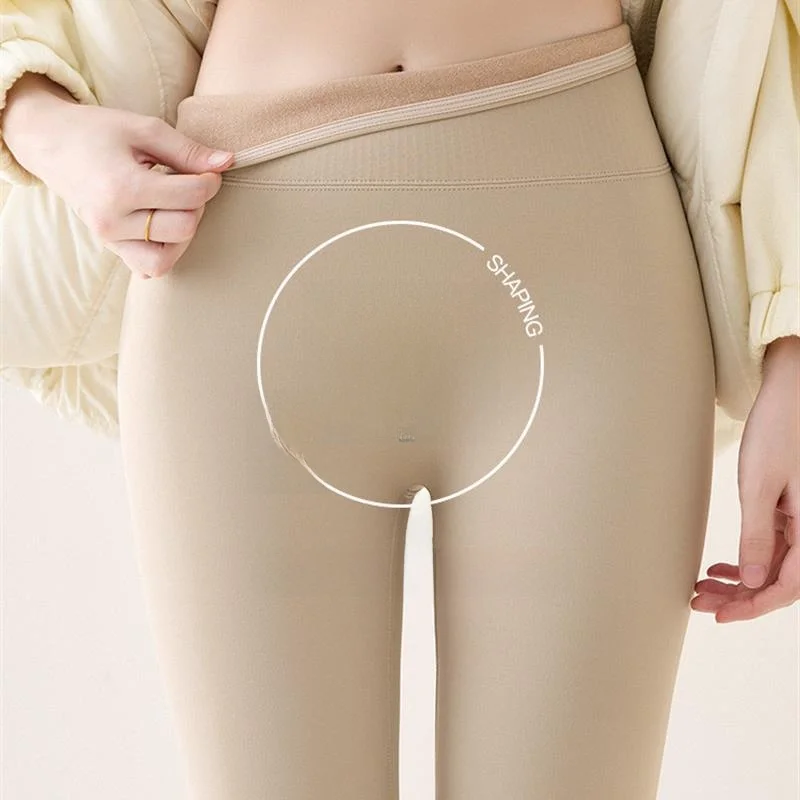 กางเกงโยคะผู้หญิงบุขนแกะเอวสูง ผ้าหนา อุ่น กระชับรูปร่าง สำหรับฤดูใบไม้ร่วงและฤดูหนาว รุ่นใหม่ ช่วยกระชับสัดส่วน