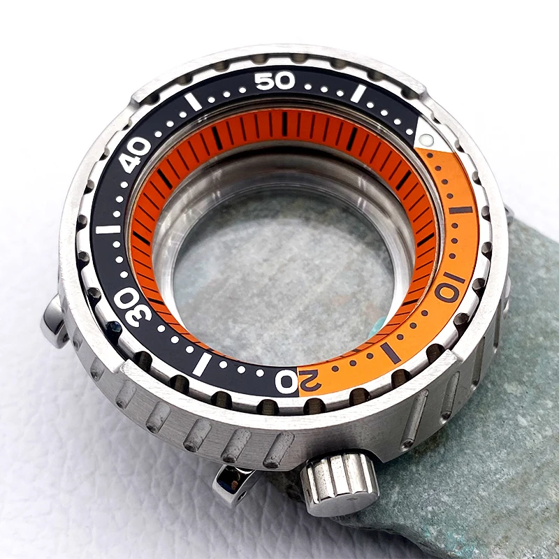 47mm Mod Tuna Canned Watch Case Fits NH35 NH36 4R Movement 20ATM Waterproof Transparent Back Cover Men Diving Replace Cases