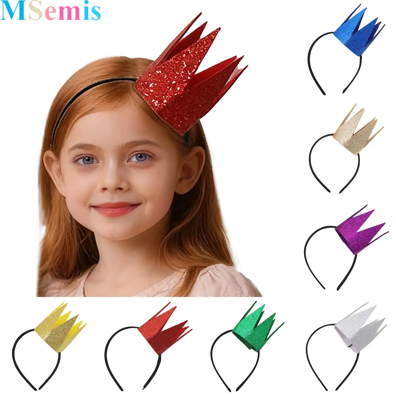 

1Pcs Sparkling Crown Hair Hoop Shiny Sequins Crown Dress Up Headwear Birthday Parties Halloween Cosplay Props