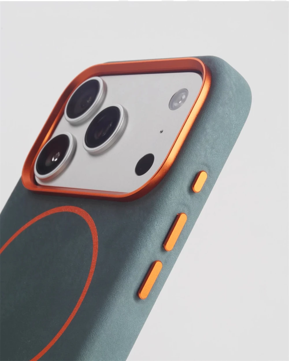 Luxuriöse Elefanten-Textur PU-Leder für Magsafe-Hülle für iPhone 18 17 Pro Max Air 16 15 13 14 Metall-Objektiv Magnetische Anti-Sturz-Hülle – Detail 4