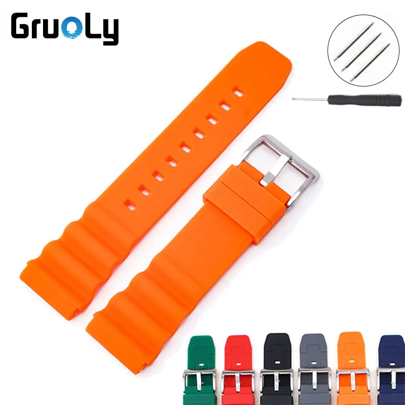 Силиконовый ремешок 20 мм 22 мм для Seiko SKX007 SRP777J1 CITIZEN, спортивный водонепроницаемый ремешок для дайвинга для Casio, универсальный ремешок для часов, ремень