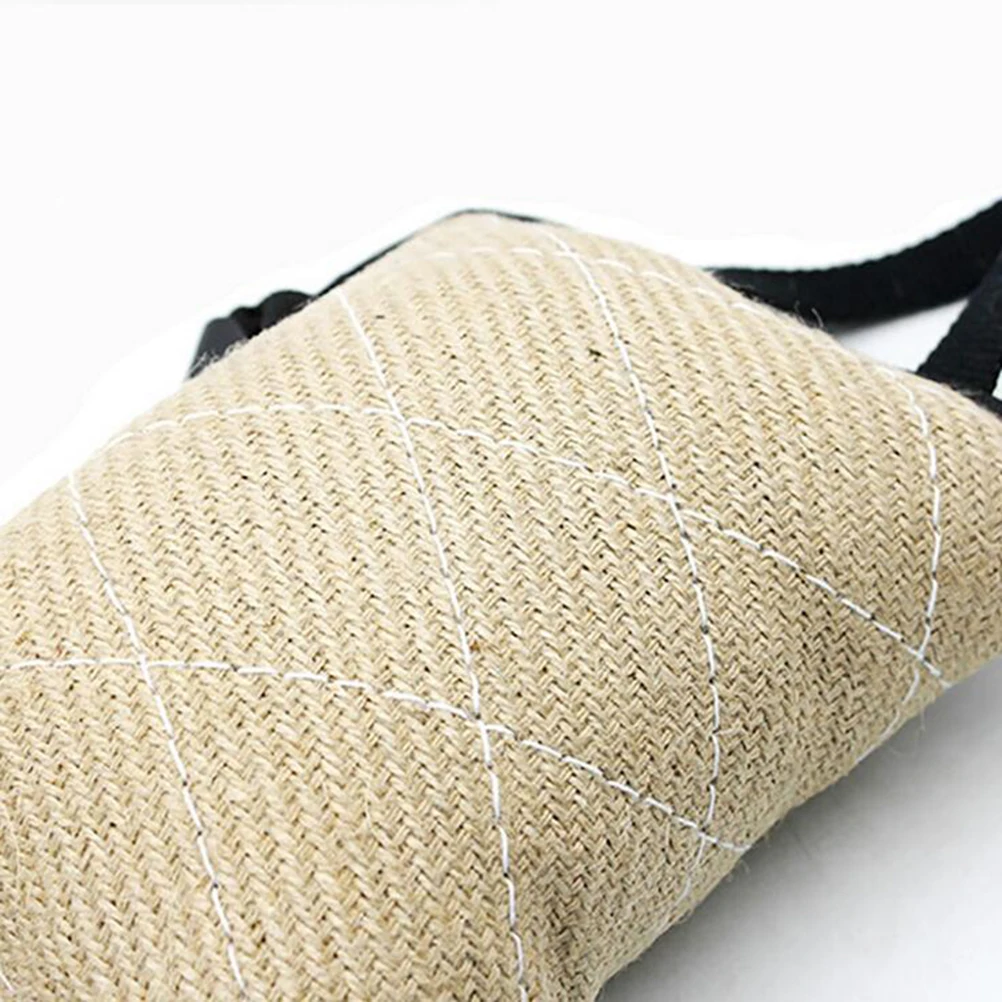 

3 Handles Dog Bite Tug Pillow Durable Linen Training Pillow for Puppies Dogs Biting Interactive Play Dog Bite Tug