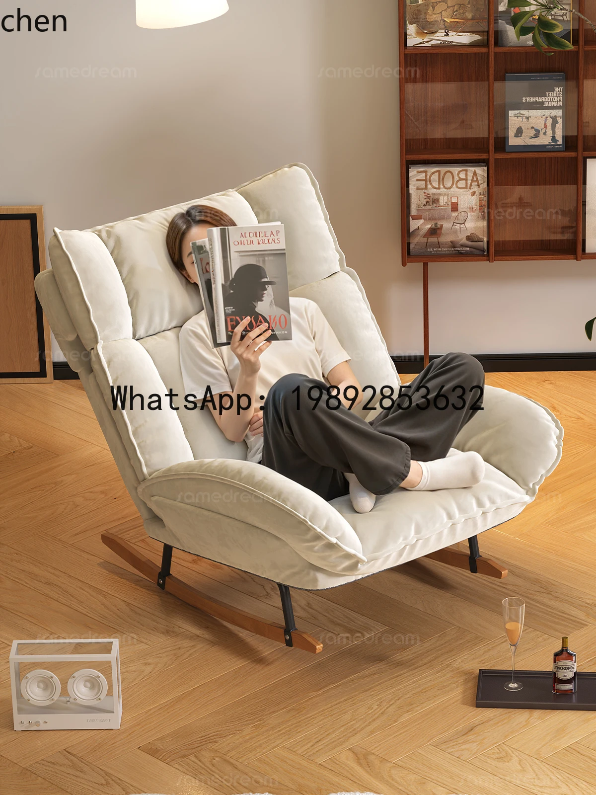 A Rocking Chair Reclining and Sleeping Adult Recliner Balcony Home Leisure Chair Living Room Lazy Sofa