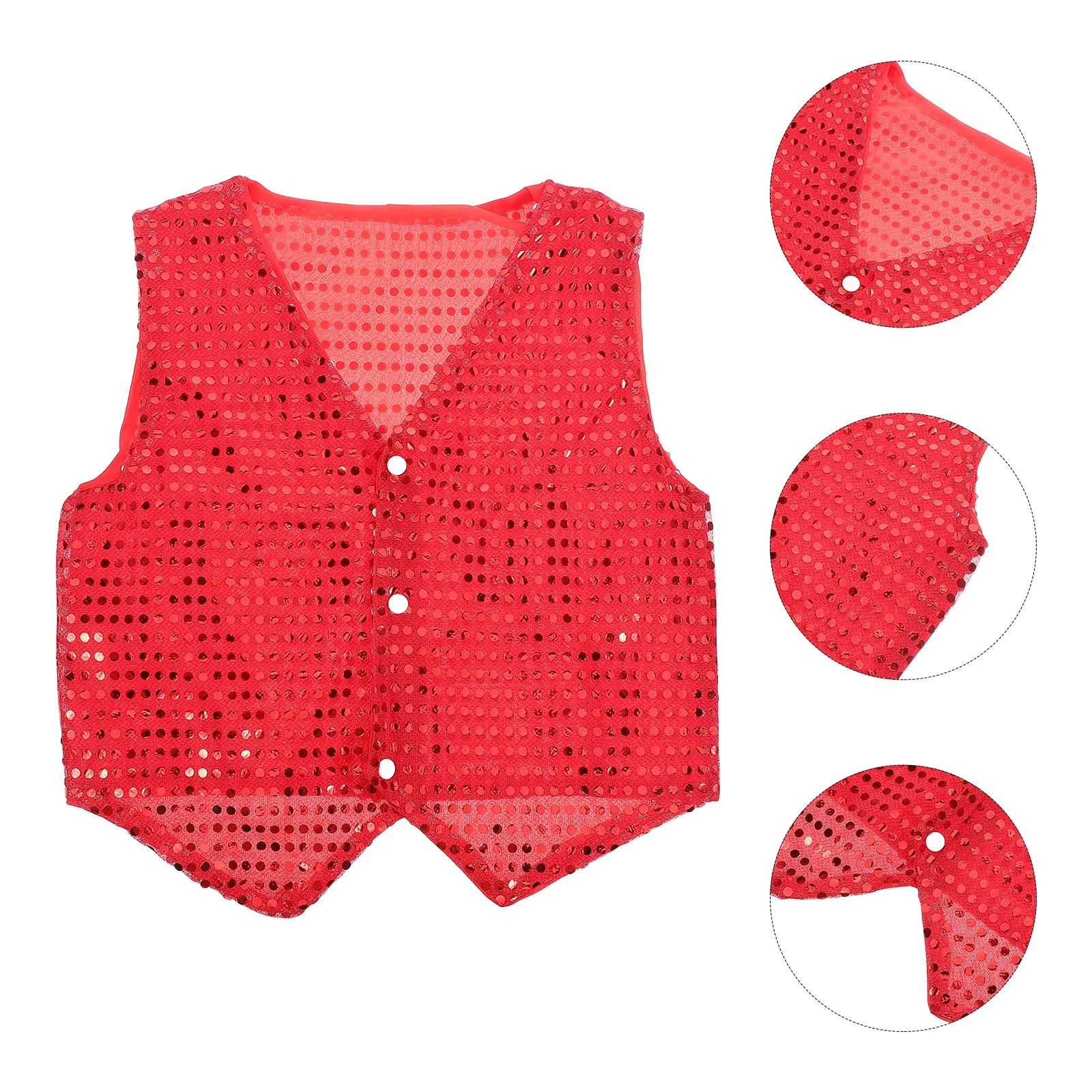

Sequin Vest 140cm Hip Hop Dance Performance Jacket Jazz Stage Costume Shiny Glitter Vest Halloween Party
